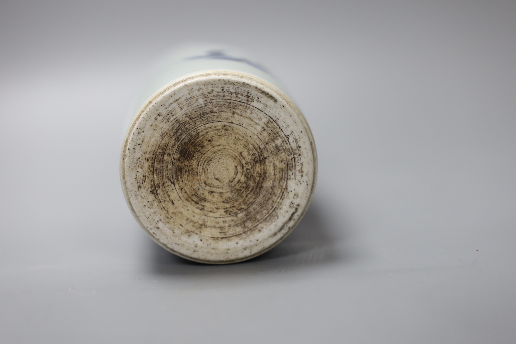 A Chinese blue and white vase decorated with flowers and birds, 21.5cm